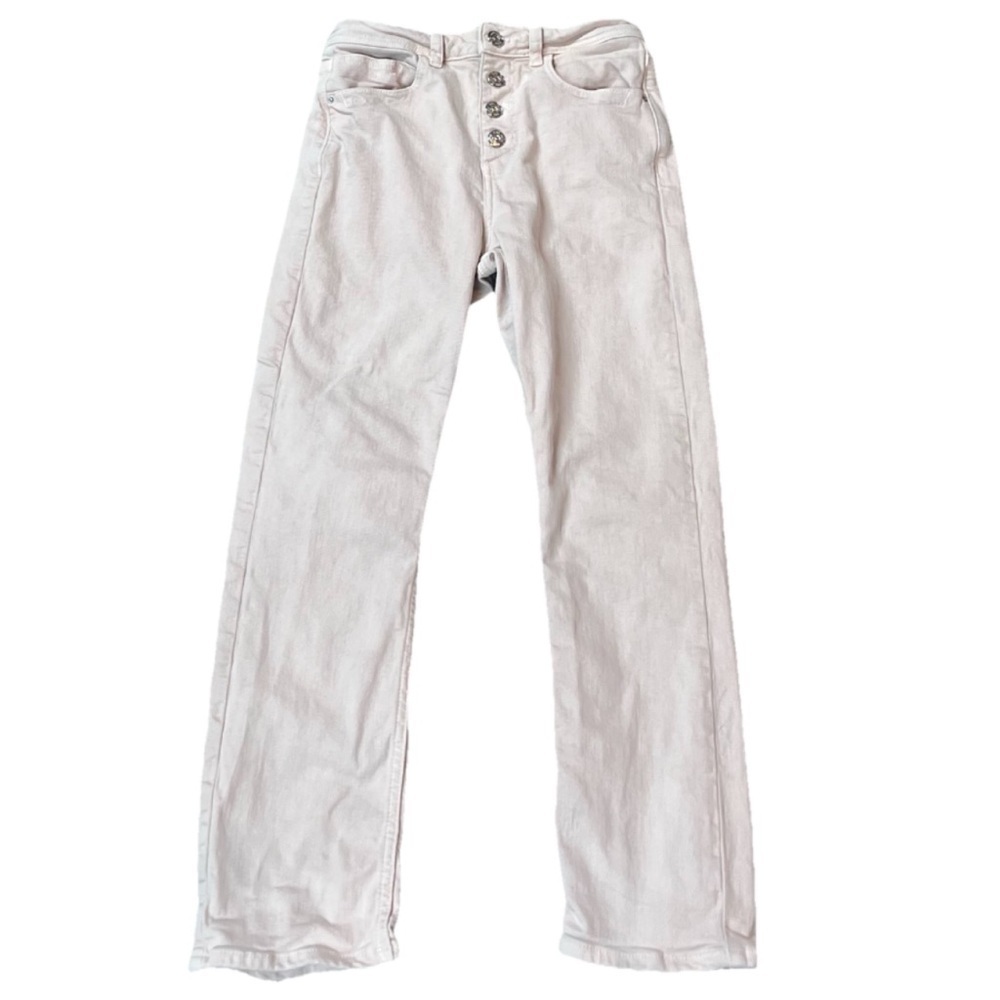 Zara High Rise Button Fly Solid Light Pink Skinny Denim Jeans Size 2 Pockets